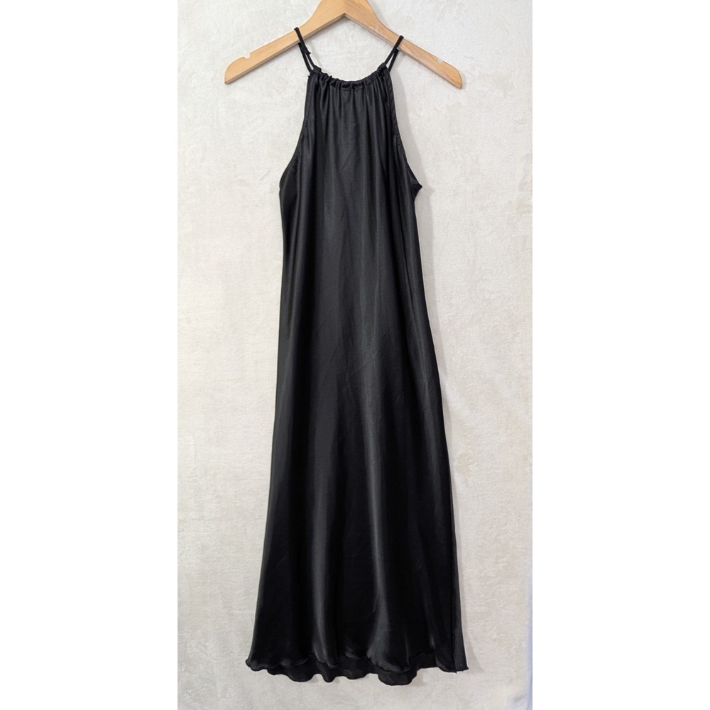 Bebe Maxi Slip Dress Womens S Black Satin Party Y2K Whimisgoth Fairy Romantic - Picture 4 of 8